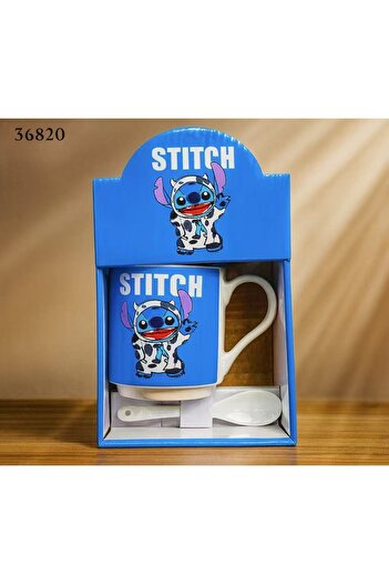 SANRIO Blue Stitch Mug with Cute Spoon