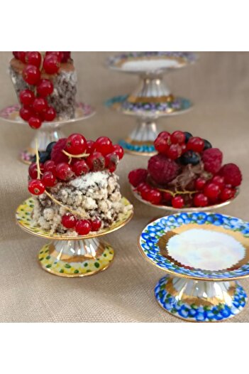 BY.RAYKA PORSELEN El Dekor Arni̇ Porcelain Hand Decor Painting Set of 6 Delights