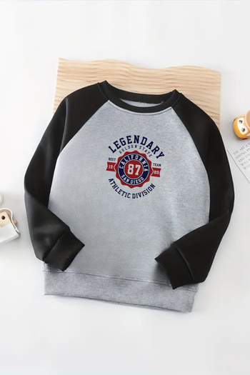 Sweetline Unisex Gray-Black Raglan Sweatshirt – Legendary Printed, Long Sleeve