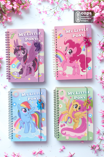 caps anlarınızı paylaştığınız ortağınız 4 bucăți caiet drăguț cu tematică My Little Pony cu figurine elastice - 127 x 148 mm 140 de coli