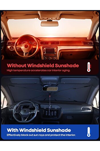 Generic Car Windshield Sunshade Umbrella | Nano UV Block, Bendable Fiberglass Frame, Foldable