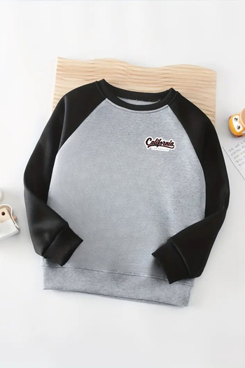 CLAYES Unisex Gray-Black Raglan Sweatshirt – California Minimal Printed, Long Sleeve