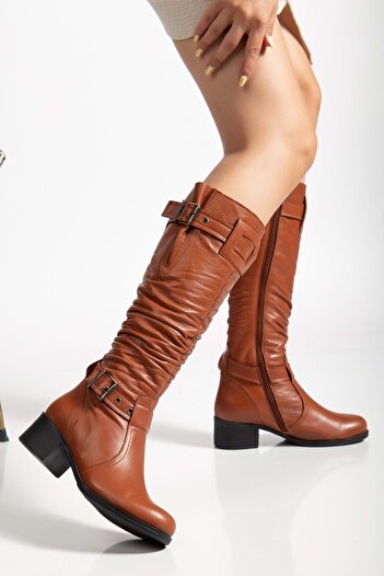 ANALİN SHOES Жіночі шкіряні черевики з регульованою застібкою - цегляний колір