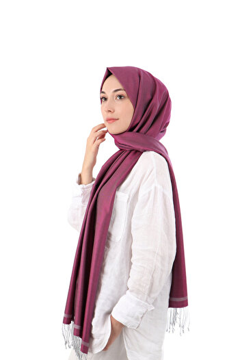 Bursa İpek Plum Gray Double Sided Silk Shawl