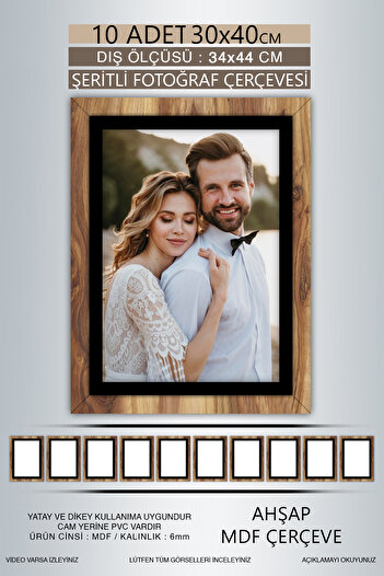yhfoto 10 Pieces 30X40 Frame - Wood-Black Striped Frame - Mdf A3 Frame - Frame with Pvc