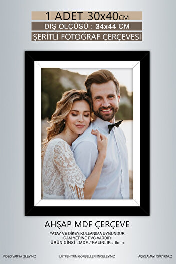 yhfoto 1 Piece 30X40 Frame - Black-White Striped Frame - Mdf A3 Frame - Pvc Frame