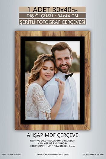 yhfoto 1 Piece 30X40 Frame - Wood-Black Striped Frame - Mdf A3 Frame - Pvc Frame