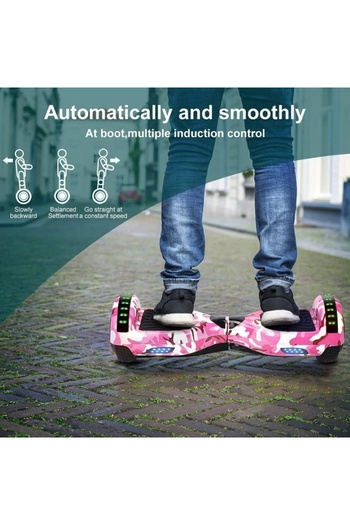 EMATTERIO Electric Hoverboard 6.5 Inch Metal Wheels – Speed 15 km/h, Bluetooth, LEDs, Built-in Speaker