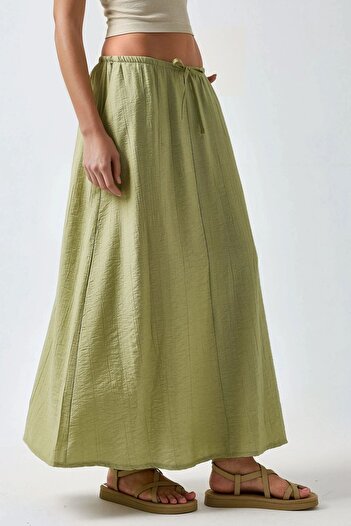 Hiccup High Waist Textured Long Skirt