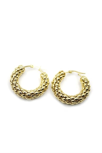 PRATİKOBA Oversized steel hoop wicker earrings - gold