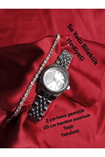 QUARTZ Mini Model Vintage Women's Wristwatch Retro Steel Silver Cord (Zircon Stone) (with Bracelet Gift) 0117