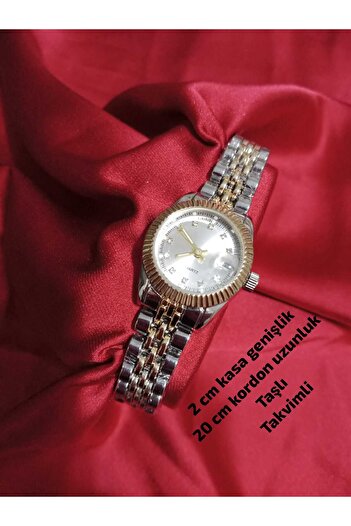 QUARTZ Minimal Model Vintage Women Wristwatch Retro Steel Silver-Gold Cord (Zircon Stone) Tt0117