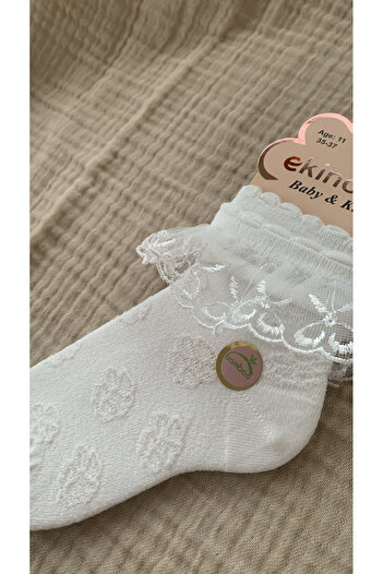 Ekinoks Children's Tulle Accessory Detailed Socket School Socks