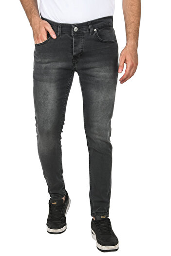 DeepSEA Men's Anthracite Slim Fit Slim Fit Lycra Jeans Stonewashed Jeans 2508187