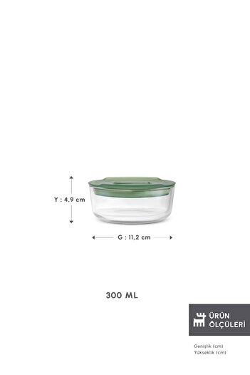 Karaca Green Round Glass Storage Container 300 ml
