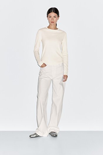 Massimo Dutti Yuvarlak kenarlı uzun kollu t-shirt