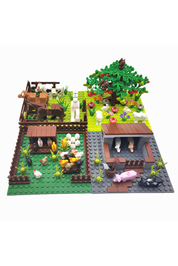 Choice1 4in1 4colors set MOC Farm Animals Trees Plants Building Blocks for Kids Compatible Classic Bricks Ju