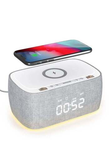EZVALO EzChrono Air 6-in-1 Alarm Clock with Wireless Charger & Night Light