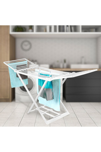 shumee XXL white folding clothesline 208 cm