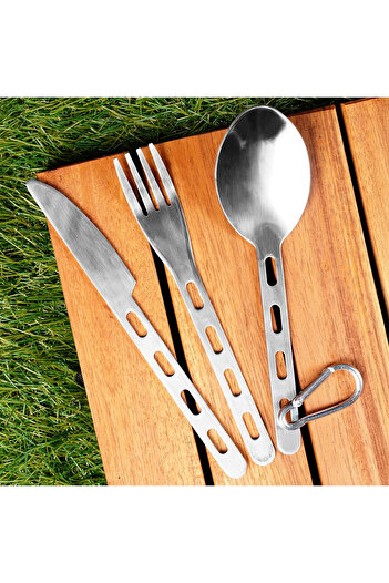 shumee Steel tourist cutlery with carabiner, 3 pieces.