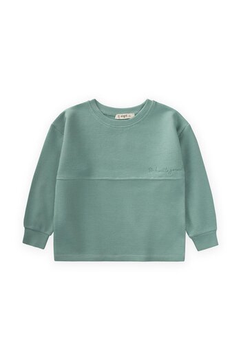 Cigit Oversize Waffle Seasonal T-Shirt 2-14 Years Green