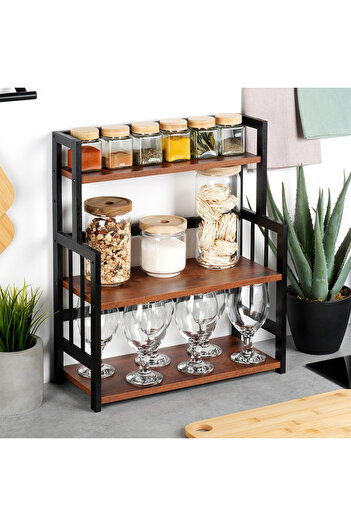 shumee 3-tier wooden kitchen shelf 41.5x18.5x50 cm