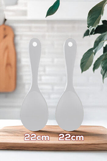 Porsima 5262-2 2 Pieces Hard Tip Silicone Rice Spoon Fireproof Non-Stick Non-Slip Rice Scoop Spoon Gray 22 cm