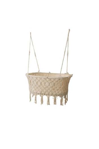 Hanging baby swing, macrame, cream, 95 x 35 x 50 cm