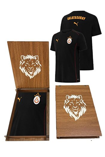 Galatasaray Licensed Black Puma a Team T-Shirt with Wooden Box Gift