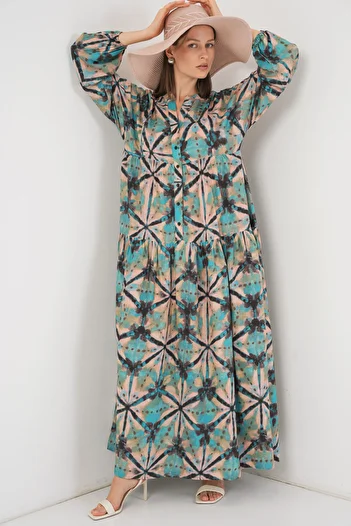 Bigdart Women's Patterned Long Hijab Dress 2585 - D. Mint