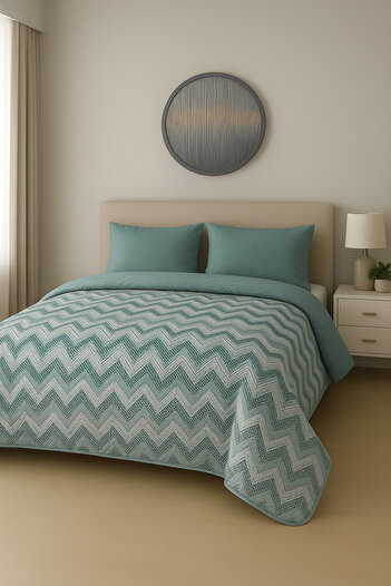 ELY PARKER Single Pique Double Sided Quilted Pique and Bedspread Set – 160X230 cm Patterned (Without Sheets)