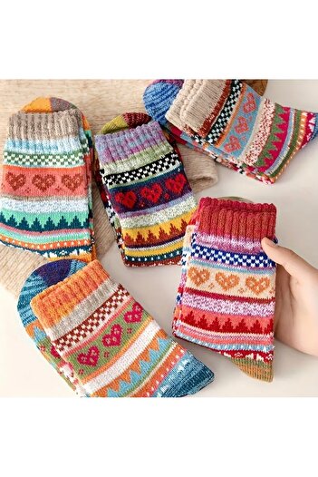 Bestrend 5 Pack Colorful Patterned Winter Unisex Socks