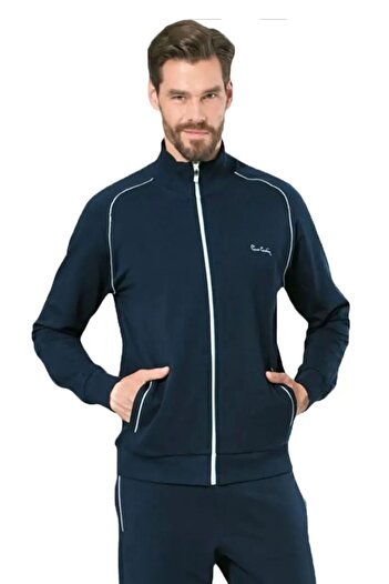 Pierre Cardin 7055 Чоловічий спортивний костюм з довгими рукавами та стоячим коміром - темно-синій