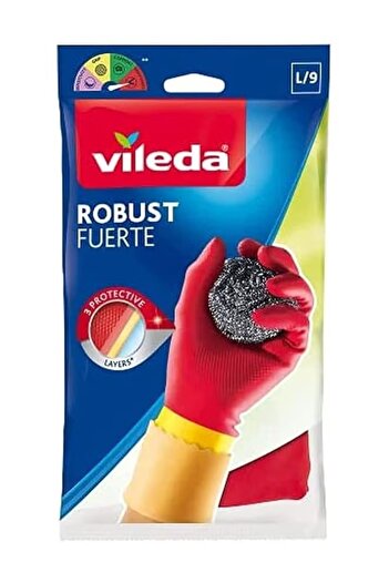 Vileda Robust Protection Rubber Gloves – Large, Reusable with Comfort Plus Lining