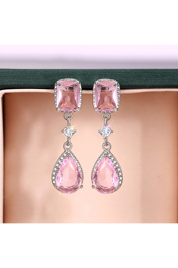 Choice E3038 Huitan Fresh Pink/Yellow Cubic Zirconia Dangle Earrings for Women Temperament Elegant Female E