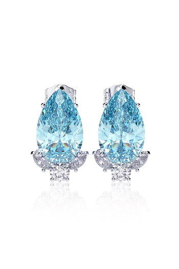 Choice E1724 Huitan Gorgeous Teardrop CZ Stud Earrings Bridal Wedding Engagement Accessories Pink/Blue Eleg