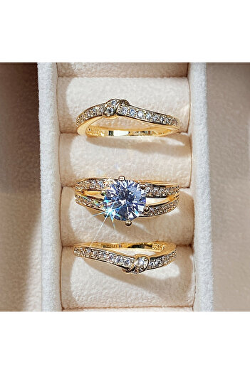 Choice 9 ZF1236-1 Luxury Sparkling Zirconia Ring 3pcs/set Women's Delicate Fashion Jewelry Set Wedding Banq