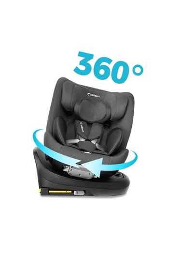Kidnort Scaun auto pentru copii, Radjur Grey, cu isofix rotativ 360 i-Size 40-150 cm, Top Tether, ce