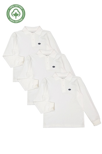 Divonette Girls Boys Polo Collar Long Sleeve School T-Shirt Set of 3 - Children's Clothing