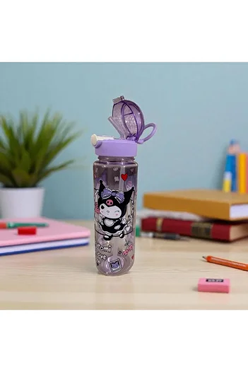 froyalife Cute Children's Water Bottle with Kuromi Figure and Straw - School Water Bottle 600ml