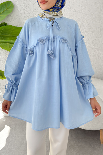 Salih Çelebi Brode Detailed Tunic 2311 - Blue