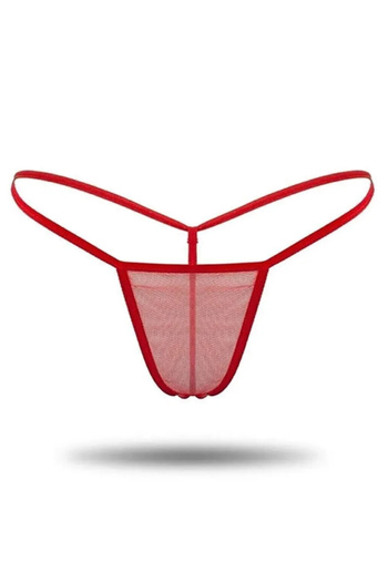 Cicişim Red 2-Piece Tulle See-Through String Thong Underwear