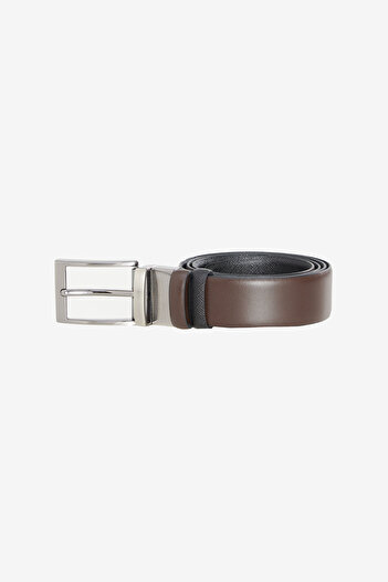 ALTINYILDIZ CLASSICS Men's Black-Brown 100% Leather Double-Sided Classic Belt