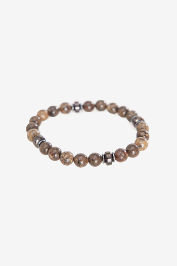 ALTINYILDIZ CLASSICS Men's Brown Natural Stone Beads Bracelet