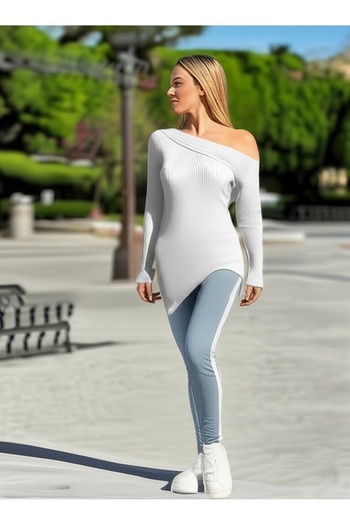 FLEX FASHION SEZON NOU DETALIE DE UMĂR ASIMETRIC TREND TRICO BADI ALB