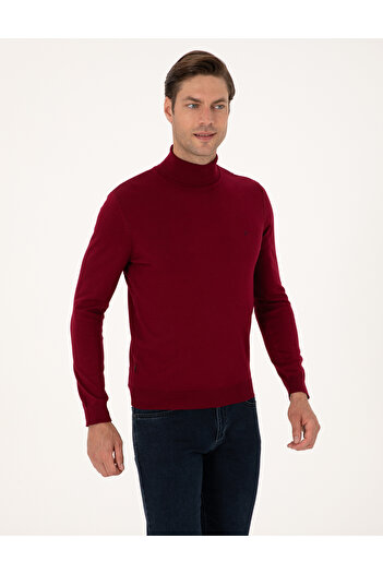 Pierre Cardin Vişne Slim Fit Balıkçı Yaka Basic Triko Kazak 50314202-VR223