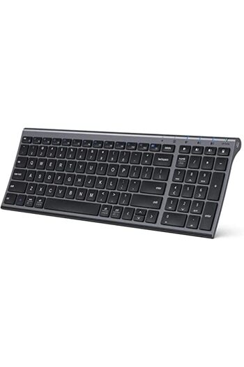 iClever BK10 Bluetooth Keyboard - Universal Wireless & Rechargeable Ultra-Slim with Number Pad, Ergo