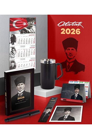 Mor kelebek 2026 Ататюрк с калпак - Айылдыз стенен календар - Настолен календар - Термос чаша с капак и дръжки