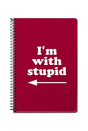 Stylizedd I Am With Stupid Printed A5 Spiral Notebook Purple/White