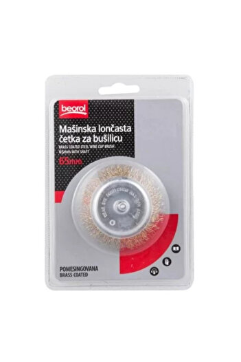 beorol Brass Wire Brush, Circular, with Shaft, 63 mm,
